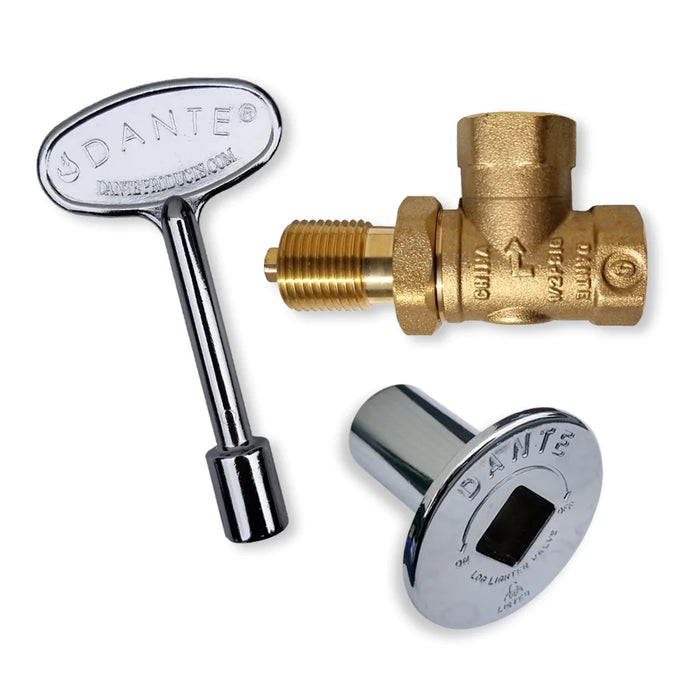 Dante Angled Ball Valve, 3" Chrome Key, & Floor Plate