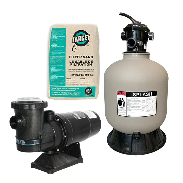 Large Pool Equipment Package w/ 1HP Pump & 19" Sand Filter